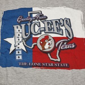 Buc-ee's Graphic SS Grey Unisex Tee "Greetings From Texas" - Size Small NWT